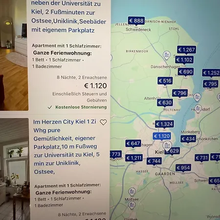 1 Zi Whg An Der Universitaet Zu Kiel-city, Alsenstrasse 17, Perfekt Als Schadenwohnung, Eigener Parkplatz, 45 Qm, Grosse Wohnkueche, , Wlan Incl, Perfekt Moebliert, Je 3 Min Zur Universitaetsklinik Zu Kiel, Ostsee, Seebaeder, Daire